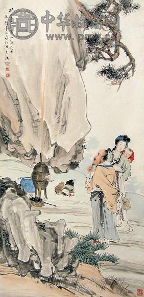 李芳园 人物 立轴 设色纸本