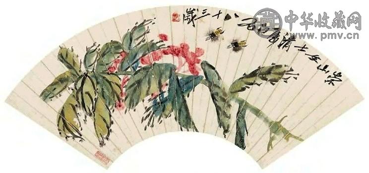 齐白石 春趣 扇面 设色纸本