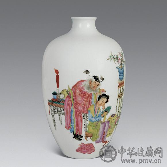 民国 粉彩钟馗嫁妹瓶