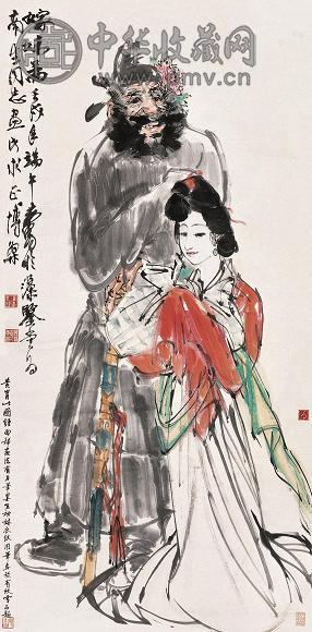 黄冑 钟馗嫁妹 立轴 设色纸本