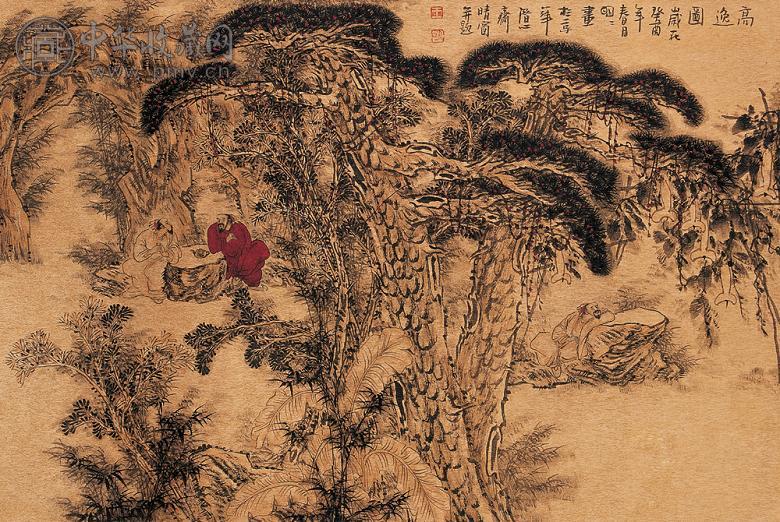 王明明 癸酉(1993年)作 高逸图 镜心 设色金笺