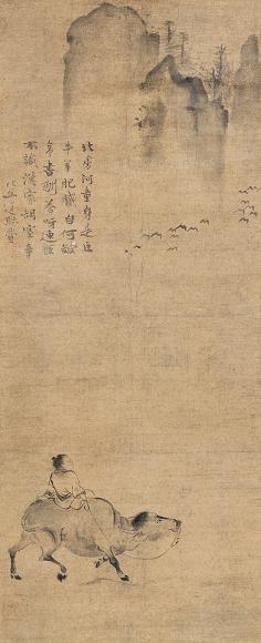 可翁(款) 牧童图 立轴 纸本