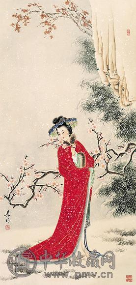 黄均 仕女 立轴 纸本