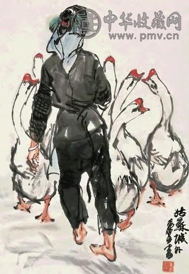 黄胄 姑苏城外 立轴 设色纸本