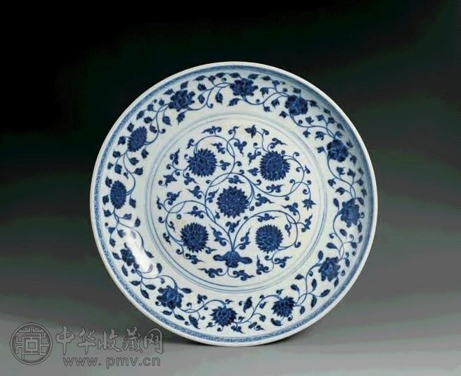 清雍正青花缠枝莲纹盘收藏资讯|艺术家|书画家|书画名人|书法家-中华收藏网