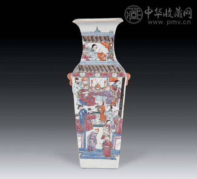 清代 中国美術 大清同治年製 粉彩 五彩人物文 蓋付 壷中国古玩 大清同治年制福禄寿人物粉彩描金笔筒清代细路粉彩瓷器-彩绘瓷/彩瓷