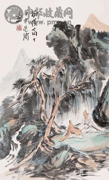 范扬 2004年作 柳荫高士 镜心 设色纸本