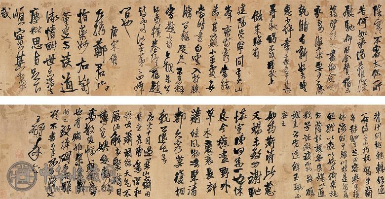 王铎 庚寅(1650年)作 行书 手卷 绫本