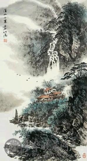 李功涛 山水 立轴 纸本设色