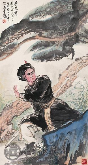 徐志文 1979年作 景阳岗 立轴 设色纸本