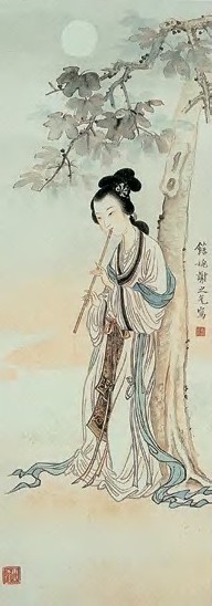 谢之光 月下箫声图 轴