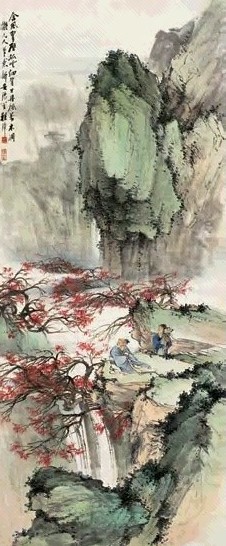 程璋 丹枫翠壁 立轴 设色纸本