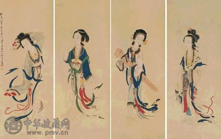 改琦 四美图 四屏