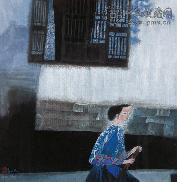 林凡 窗 镜心 设色纸本