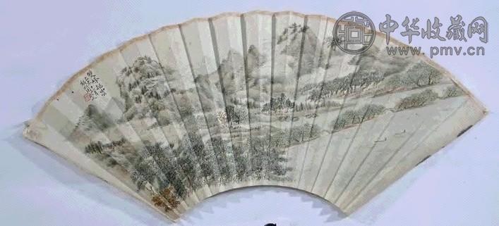 周启人 山水 扇面