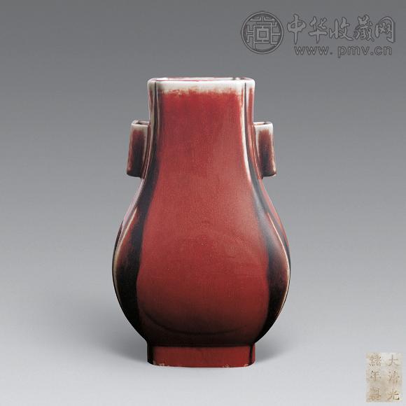 最新品人気中国陶瓷◆「 清◆ 光緒年製 窯變釉 四方貫耳瓶◆ 」極細工 唐物 中国美術 文房 古玩 清