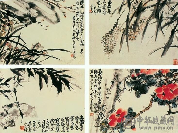 赵云壑 花卉合锦图 立轴 纸本设色