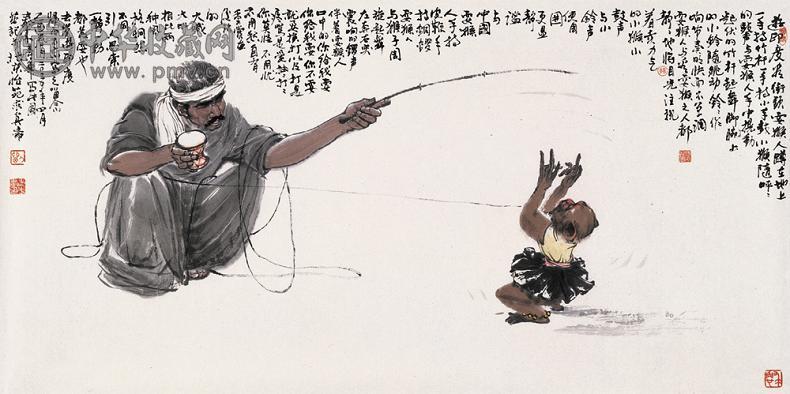 刘春华 2005年作 耍猴 镜心 设色纸本