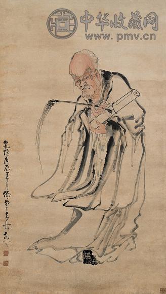 黄慎 1760年作 罗汉 立轴 设色纸本