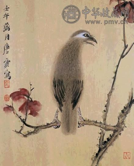 唐云 壬午(1942)年作 晓春立鸣图 镜心 设色纸本