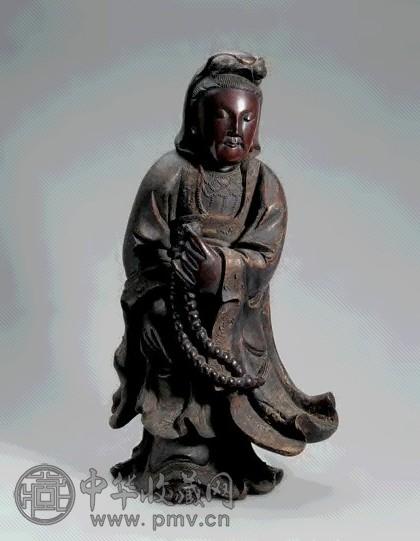 元代 黄杨木雕观音像