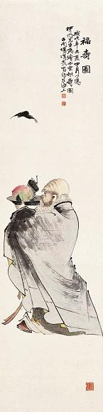 杨渭泉 1931年作 西堂献寿图 镜心 设色纸本