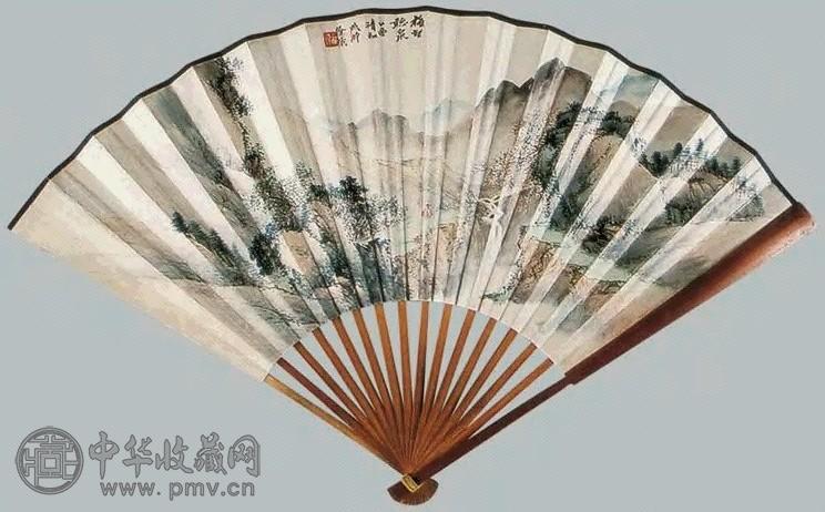 徐曦 山水、书法 扇面 纸本