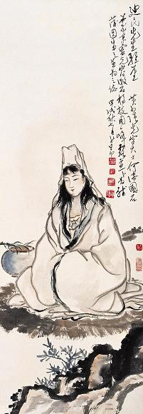 赵少昂 黄少强 甲戌(1934年) 观音 立轴 设色纸本
