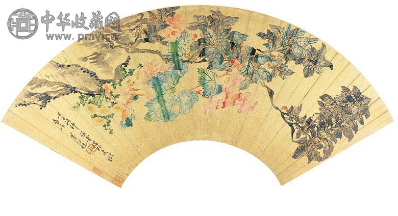 陈铣 花卉 扇片