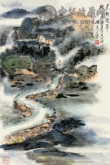 唐云 丙寅(1986)年作 长林积翠 立轴 设色纸本