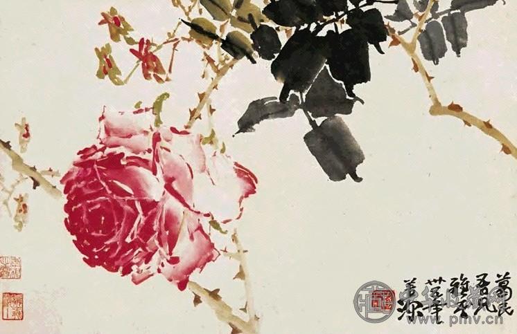 杨善深 1935年作 月季花 镜心 设色纸本