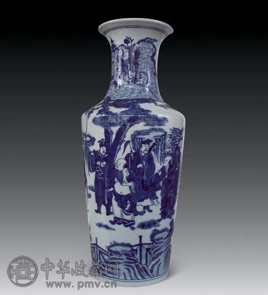 清 青花八仙祝寿瓶