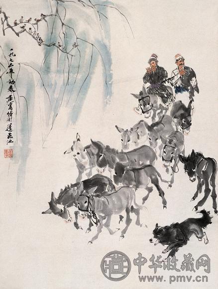 黄胄 1972年作 春满枝头 立轴 设色纸本