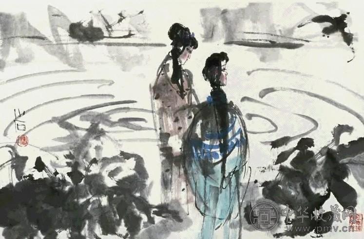 傅小石 仕女 立轴 纸本