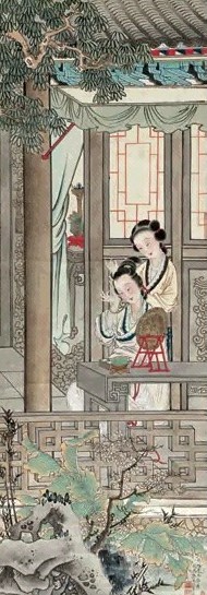 任率英 庚辰(1940年)作 晓妆图 立轴 设色纸本