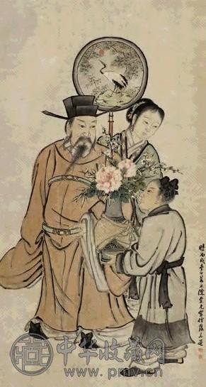 清 陈崇光 献花图 轴