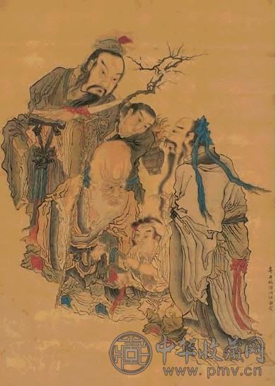 汪乔 1781年作 福禄寿三星图 立轴 设色绢本