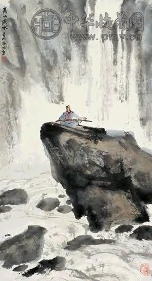 陈大羽 高山流水 立轴 设色纸本