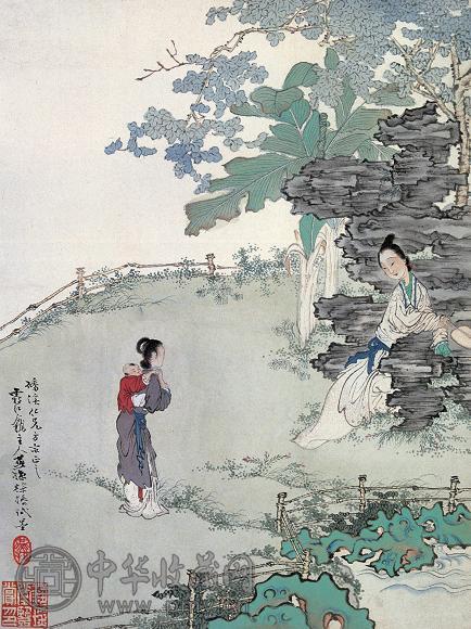 徐操 仕女 立轴 设色纸本