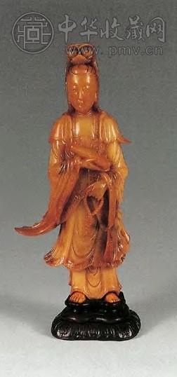 清 白芙蓉石雕观音