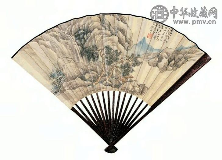 顾麟士 山水 成扇