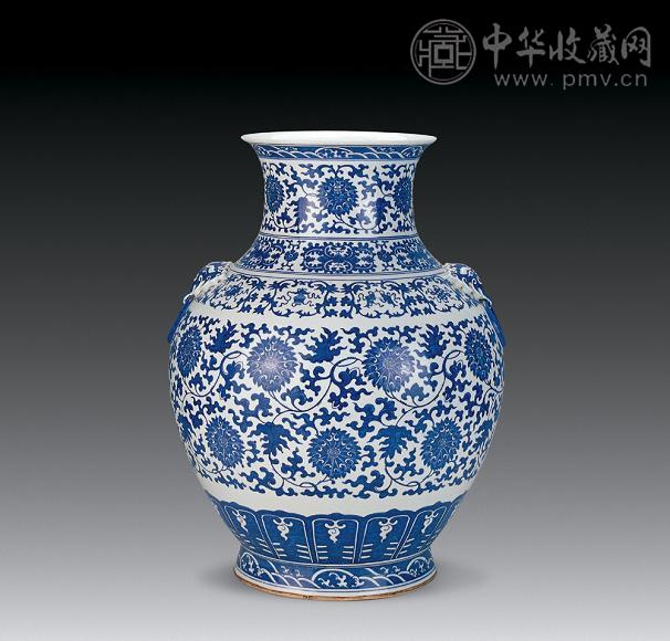 清光绪 青花缠枝莲纹铺首耳尊