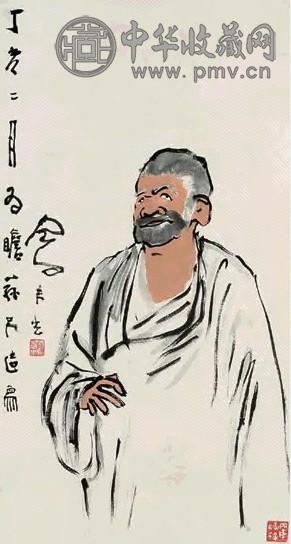 吕凤子 人物 立轴 设色纸本