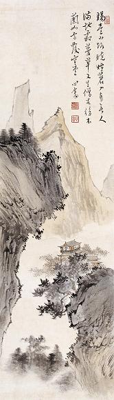 溥儒 深山萧寺 镜心 设色纸本