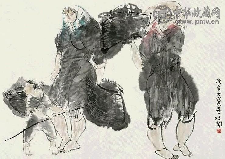 李壮阁 1988年作 渔家女 镜心 设色纸本