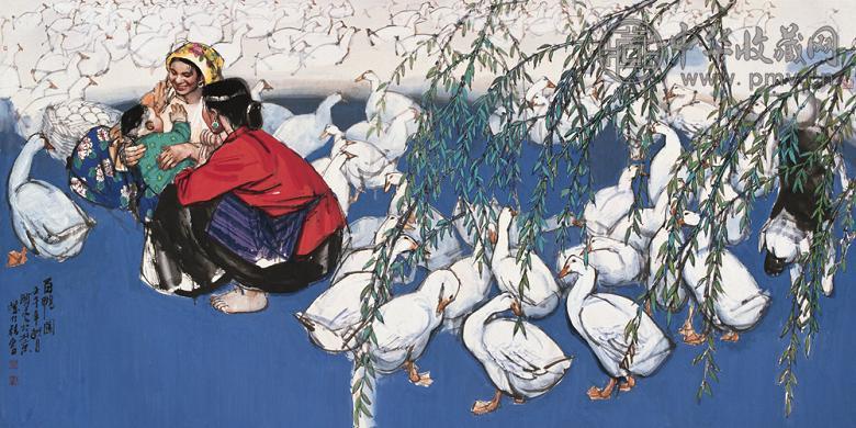 史国良 2002年作 百鸭图 镜心 设色纸本