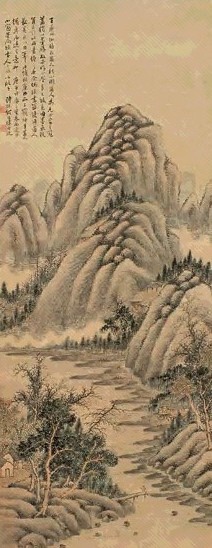 何维朴 1900年作 秋山图 立轴 设色纸本