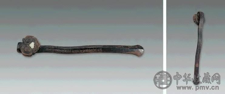 清 木雕镌诗文如意