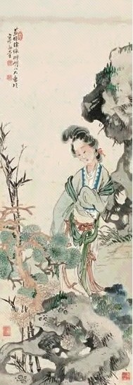 徐操 赏菊图 镜心 设色纸本