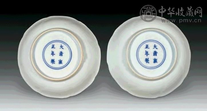 清雍正 白釉葵口盘(1对)